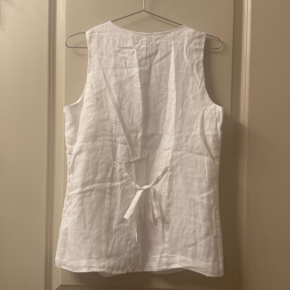 Rachel Zoe White linen sleeveless vest blouse - Picture 3 of 3